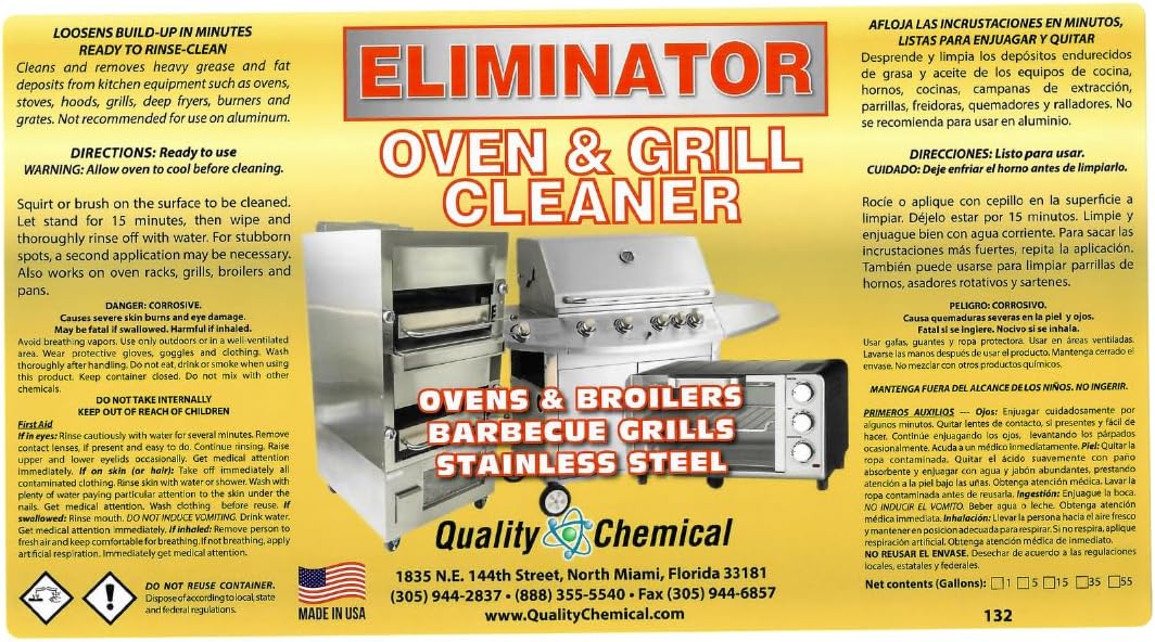 Quality Chemical Oven Cleaner & Grill Cleaner - Heavy-Duty/Fast Acting & Easy to Use/Degreaser/Heavy Duty Oven Cleaner/Best Oven Cleaner/Made in USA - 5 Gallon Pail