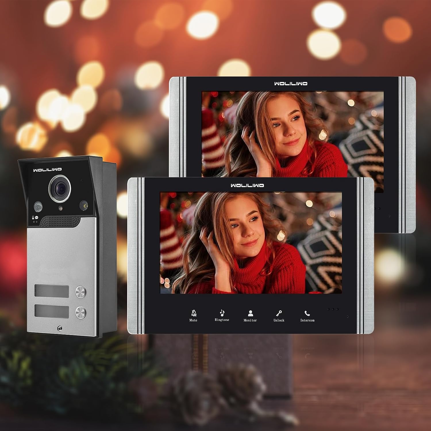 Wired Video Intercom System, 7 Inch Ring Video Doorbell with IR Night Vision Support Remote Unlock, Dual-Way Intercom for Villa House Office Apartment with 1-Camera and 3-Monitor