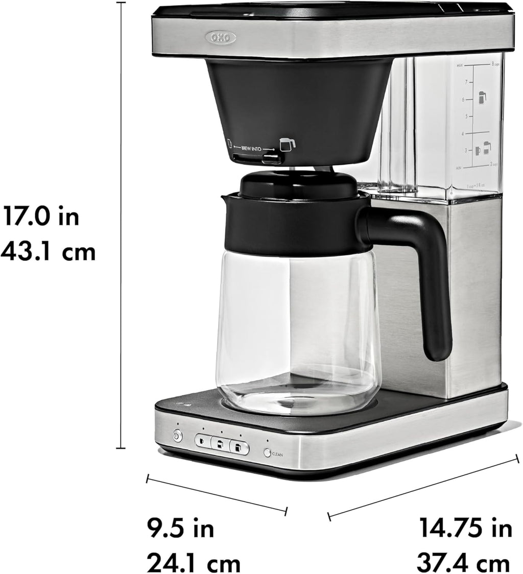 OXO BREW 8-Cup Coffee Maker with Podless Single-Serve Function, programmable coffee maker, café coffee, single-serve coffee, SCA certified home brewer