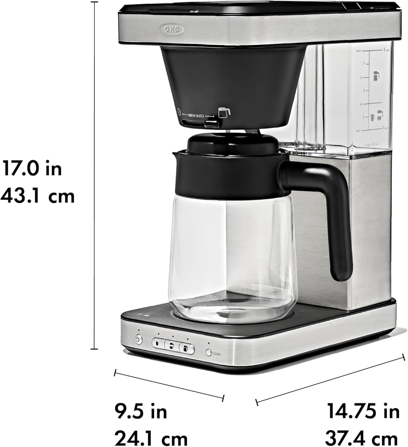 OXO BREW 8-Cup Coffee Maker with Podless Single-Serve Function, programmable coffee maker, café coffee, single-serve coffee, SCA certified home brewer