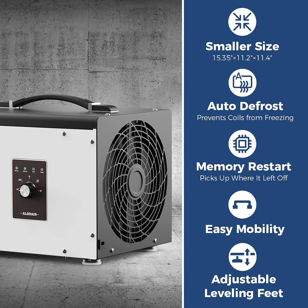 ALORAIR 70 PPD Crawl Space Dehumidifier, Crawlspace Dehumidifiers Commercial Dehu for Home and Basements, Compact, Portable, Auto Defrost, Memory Starting, cETL, 5 Years Warranty