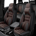5PCS Leather Pickup Trucks Seat Covers for 2007-2025 2026 Chevy Silverado 2500 HD,Non-Slip Vehicle Car Seat Covers,Airbag Compatible Car Seat Cushion Protectors(Luxury,Black+Coffee)