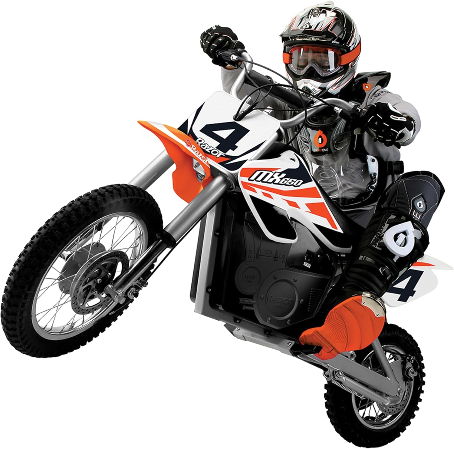 Razor MX650 Dirt Rocket Bike Electric Ride-On for Ages 16+, 220 lb Max Weight, Orange – 36V Battery, Up to 17 Mph, 40-Min Run Time, Twist-Grip Throttle, 16' Front and 14' Rear Pneumatic Tires