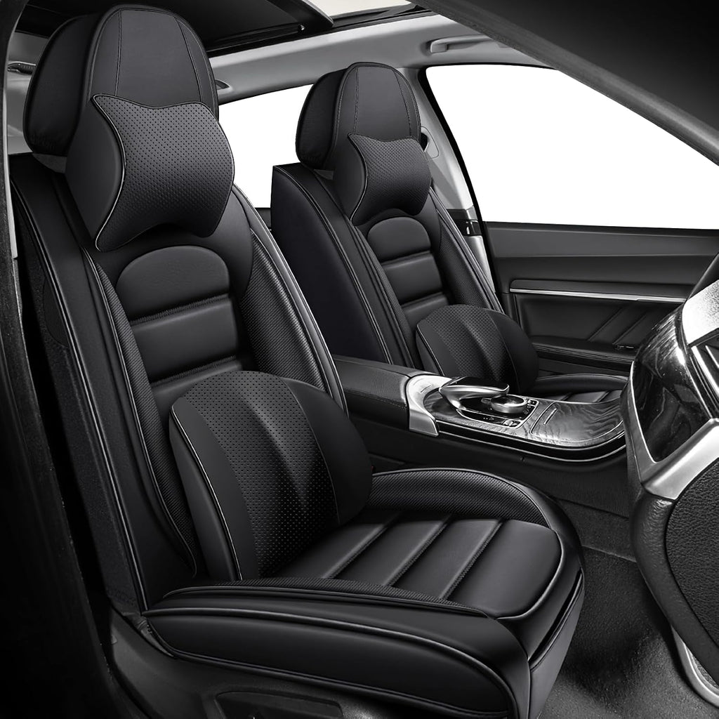 Car Seat Covers for Chevrolet Chevy Avalanche 2007-2013, Leather Auto Seat Cover Luxury Cushions Waterproof Seat Protectors (Black,Front Set with Pillow)
