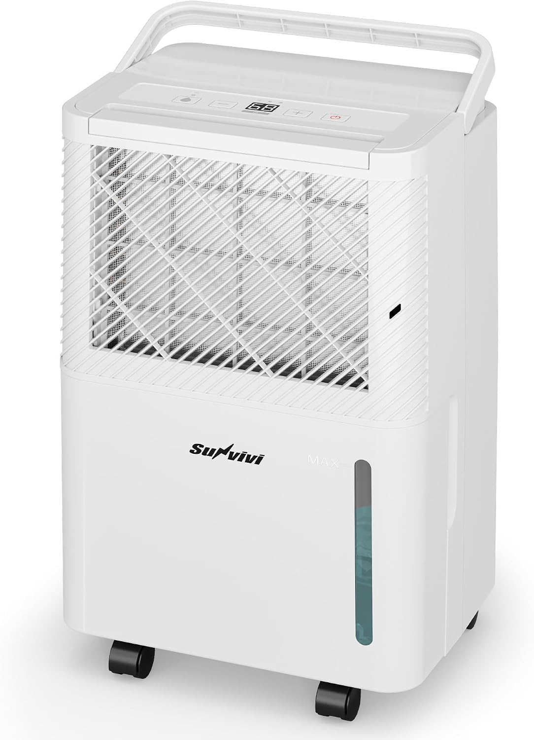 Sunvivi 22 Pints Dehumidifier for Home: 1500 Sq.Ft Dehumidifiers with 71OZ Water Tank, Drain Hose for Basement, Bedroom, Bathroom, RV, Garage, Living room, 360° Rotatable Wheels, 24H Timer, White