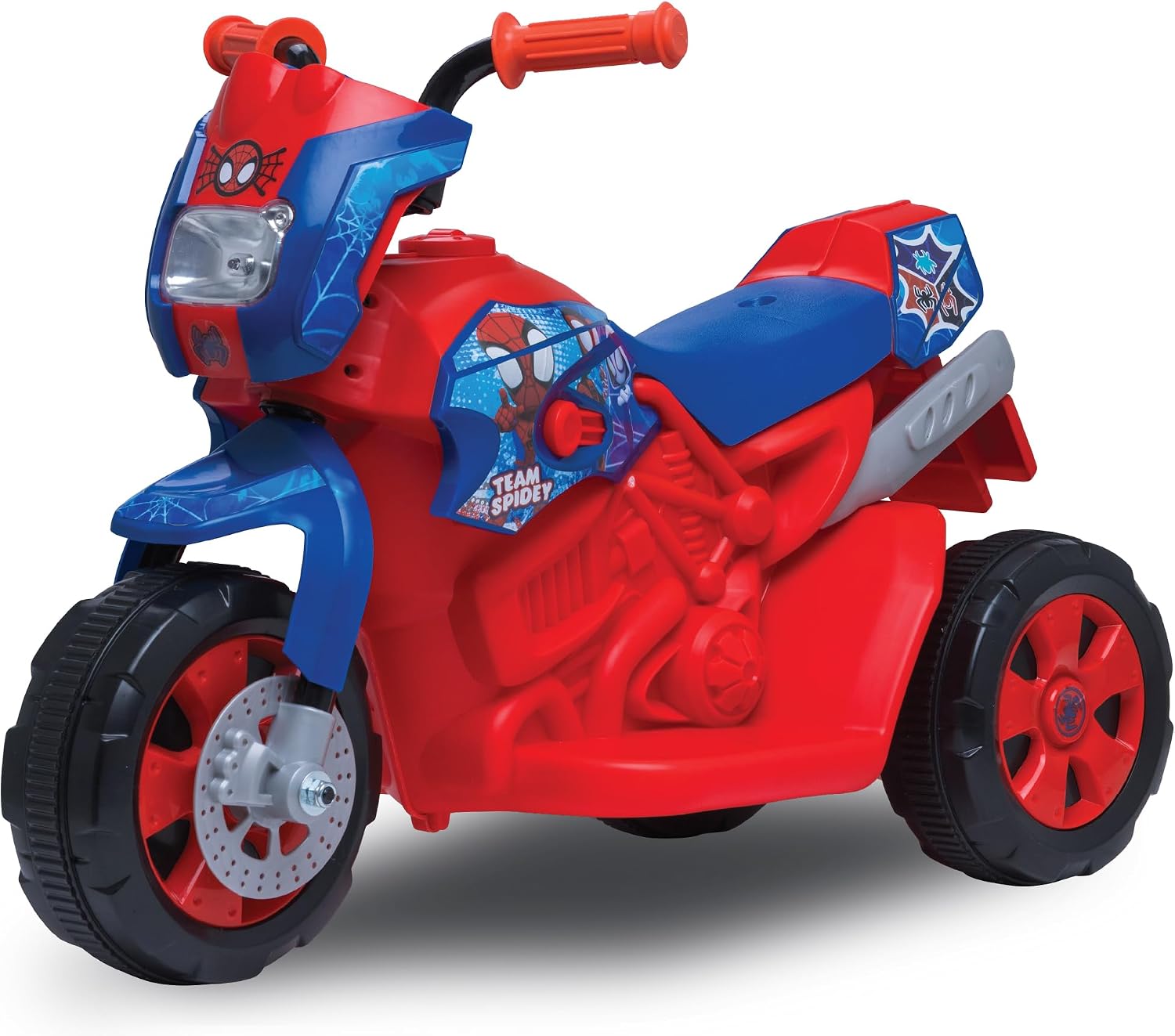 Kid Trax 6V Marvel Spiderman Disney Junior Toddler Bike - Ride On Toys, Kids Bike, Outdoor Toys, Tricycle, Bikes, Marvel Toys, Trike, Max Speed 1.5mph, 18-36 Months, Max Weight of 44Lbs, Red & Blue