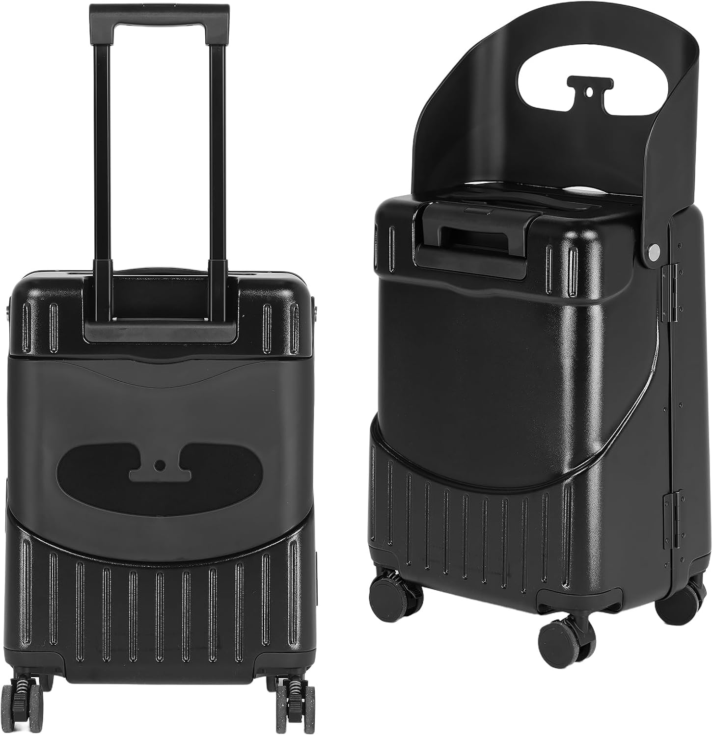 smilesun 20' Carry On Luggage with Seat For Kids & Adults，Hardside Ride On Suitcase with 360°Spinner and TSA Lock For Travel(Black, 20-in)
