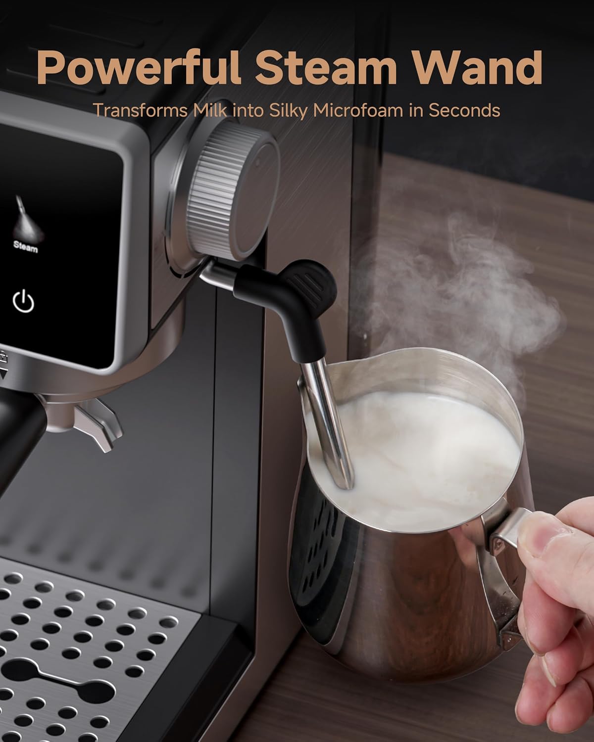 AMZCHEF 20 Bar Espresso Machine with Grinder - 3 Temp Coffee Machine with 20 Grinding Settings, Hot/Cold Brew Espresso Maker with Milk Frother, Coffee Maker for Latte/Cappuccino,61oz Water Tank, Black