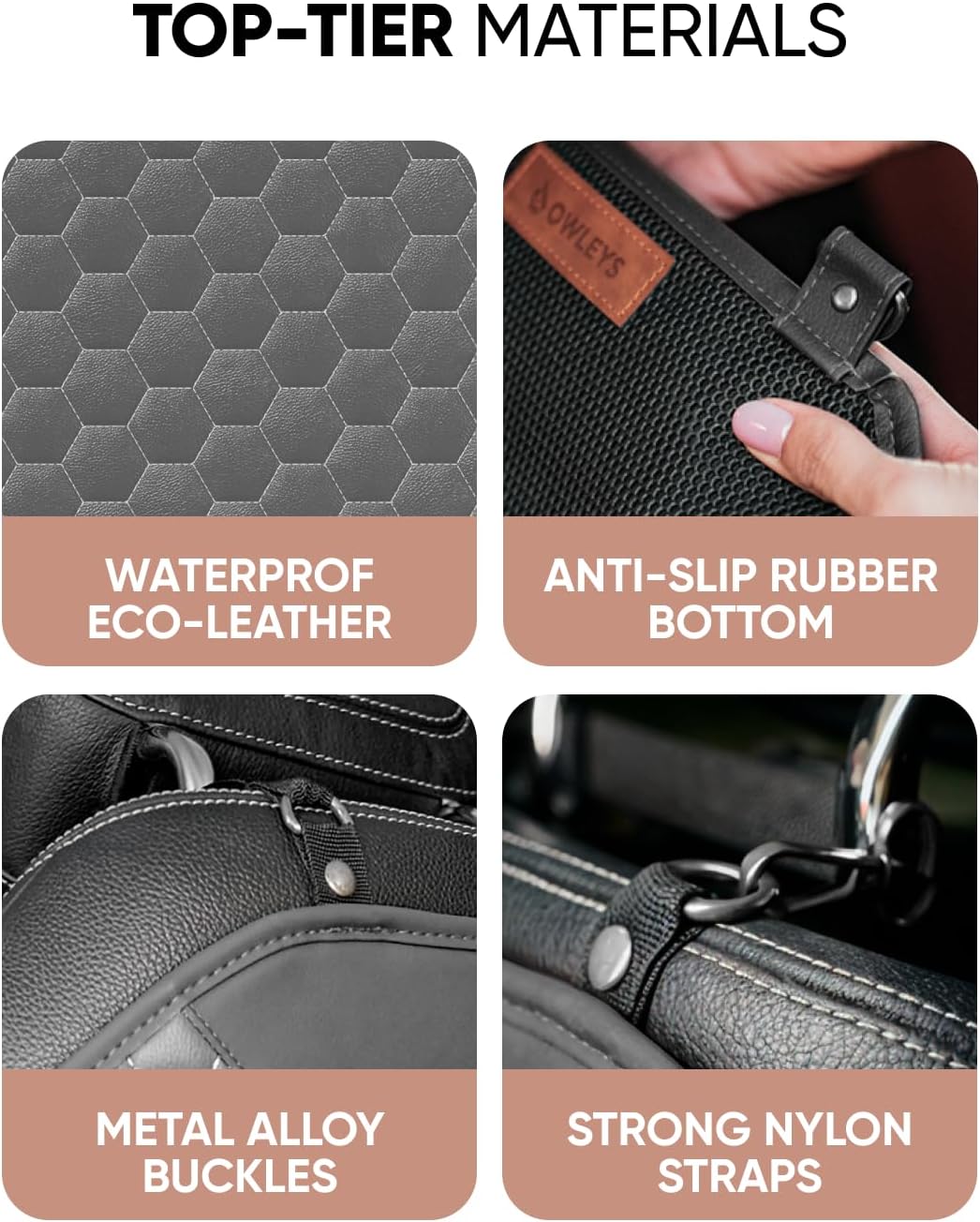 Owleys Kick Mat Back Seat Protector - Car Back Seat Cover for Kids Feet - Waterproof & Sturdy Protector for Upholstery from Dirt, Mud, Scratches and Stain (Gray 2 pc)