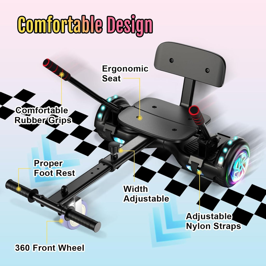 Scooter Seat Attachment, Scooter with Go Kart for Kids Boys Girls Adults, LED Lights, Bluetooth(Include Go-Kart)