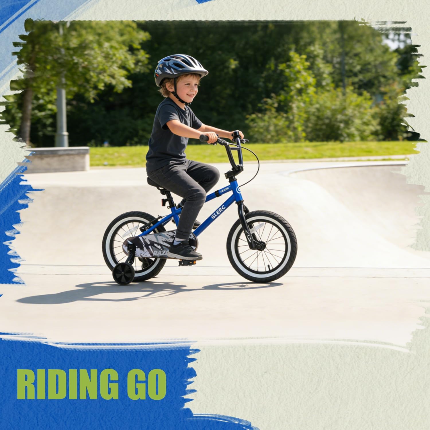 Glerc Kids Bike for Ages 1-8 Years Old, 12-16 Inch BMX Style Kids Bicycle with Training Wheels, Boys Bike for Children and Toddler, Multiple Colors