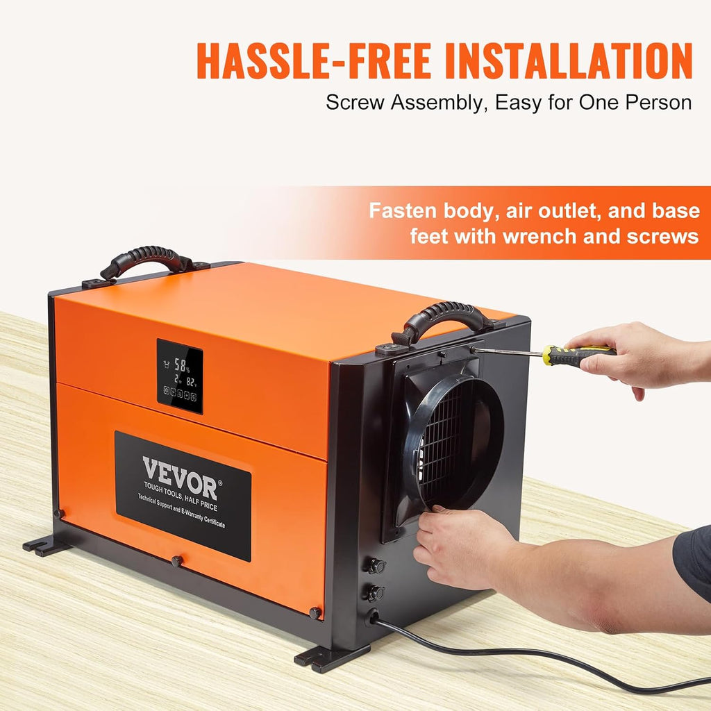 VEVOR 190 Pints Commercial Dehumidifier with Drain Hose for Crawl Spaces, Basements Warehouse & Job Sites, Large Capacity Dehumidifier for Water Damage Restoration, Auto Defrost, CSA Listed