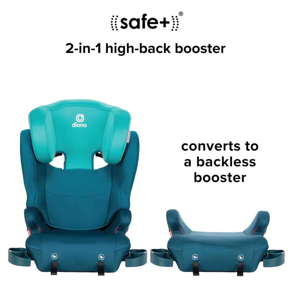 Diono Cambria 2XT XL, Dual Latch Connectors, 2-in-1 Belt Positioning Booster Seat, High-Back to Backless Booster with Space and Room to Grow, 8 Years 1 Booster Seat, Blue Razz Ice