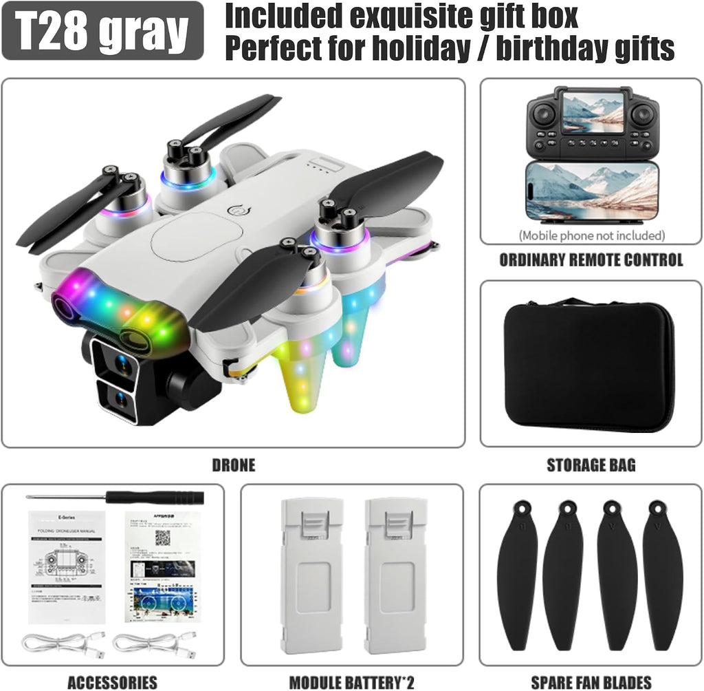 Drones for kids 8-12 with camera – Drone with camera for kids & Beginners, Mini kids drone with Fancy LED Lights, 2.4' Built-In FPV Screen, Dual Batteries, Indoor & Outdoor Toy Gift