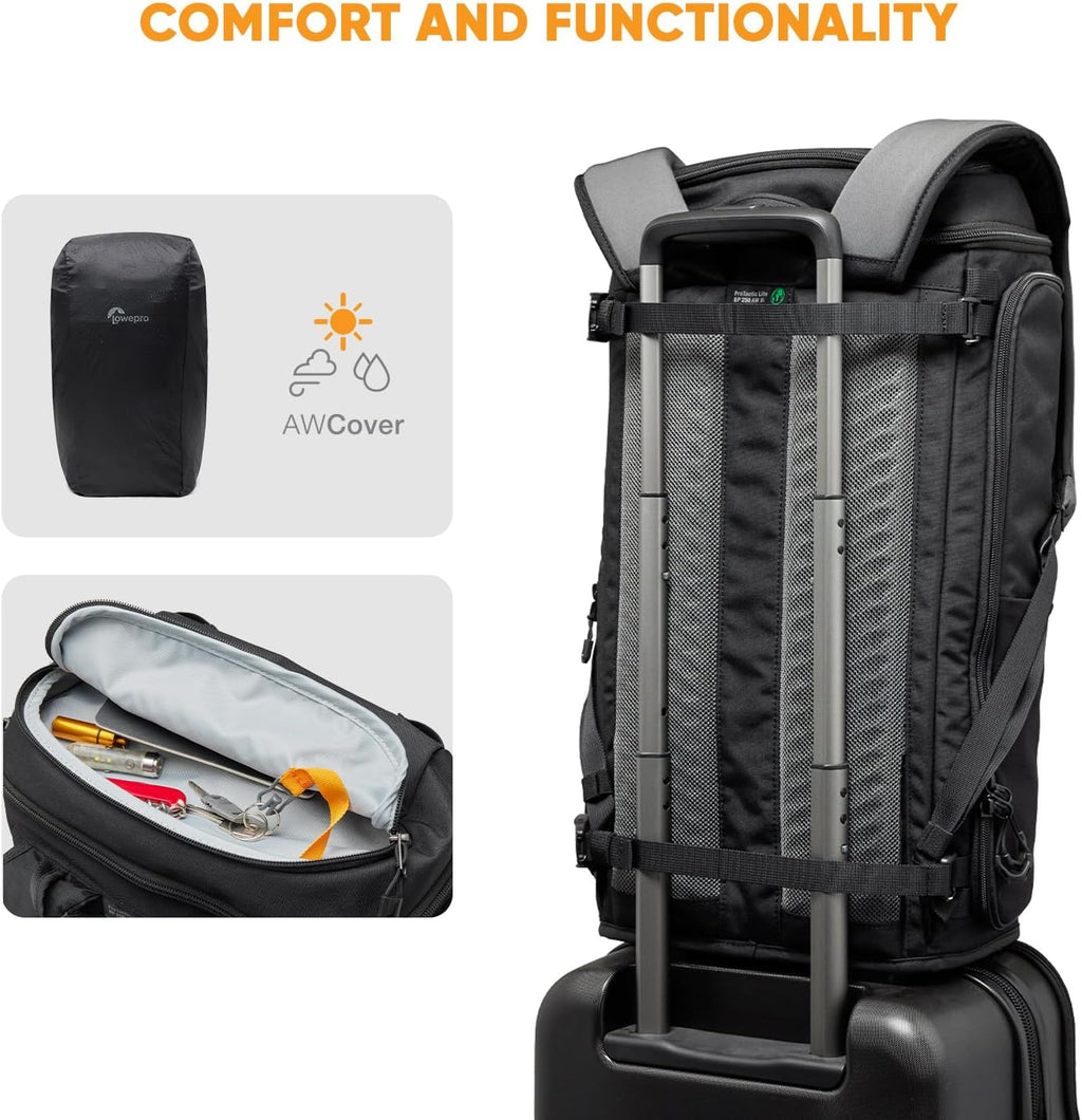 Lowepro ProTactic Lite BP 250 AW III Laptop Backpack, Top and Side access, Professional Camera Bag, DSLR/Drones/Mirrorless, Up to 16' Laptop, Rain Cover, for Photographer, Videographer, Volume 30L