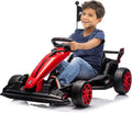 GarveeLife 24V Kids Ride on Go Kart, 7.5 mph Variable High Speed Drifting Car, 7ah Battery 200W*2 Motors,Adjustable Legroom for Kids Grows, Max Load 135 LBS, Power Display Racing Toy for 6+,Red