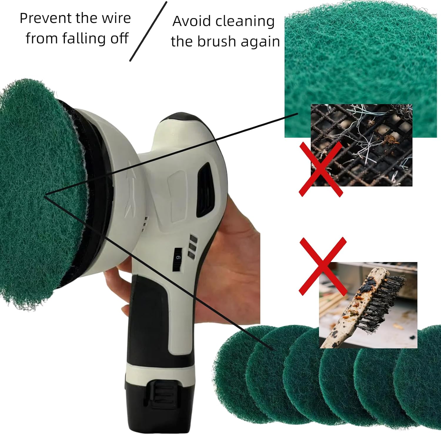Electric Grill Brush BBQ Bristle-Free Electric Grill Cleaner Barbecue Cleaner Brushes with Replaceable Heads Grill Scrubber for Outdoor Grill - Suitable for All Kinds of Grill