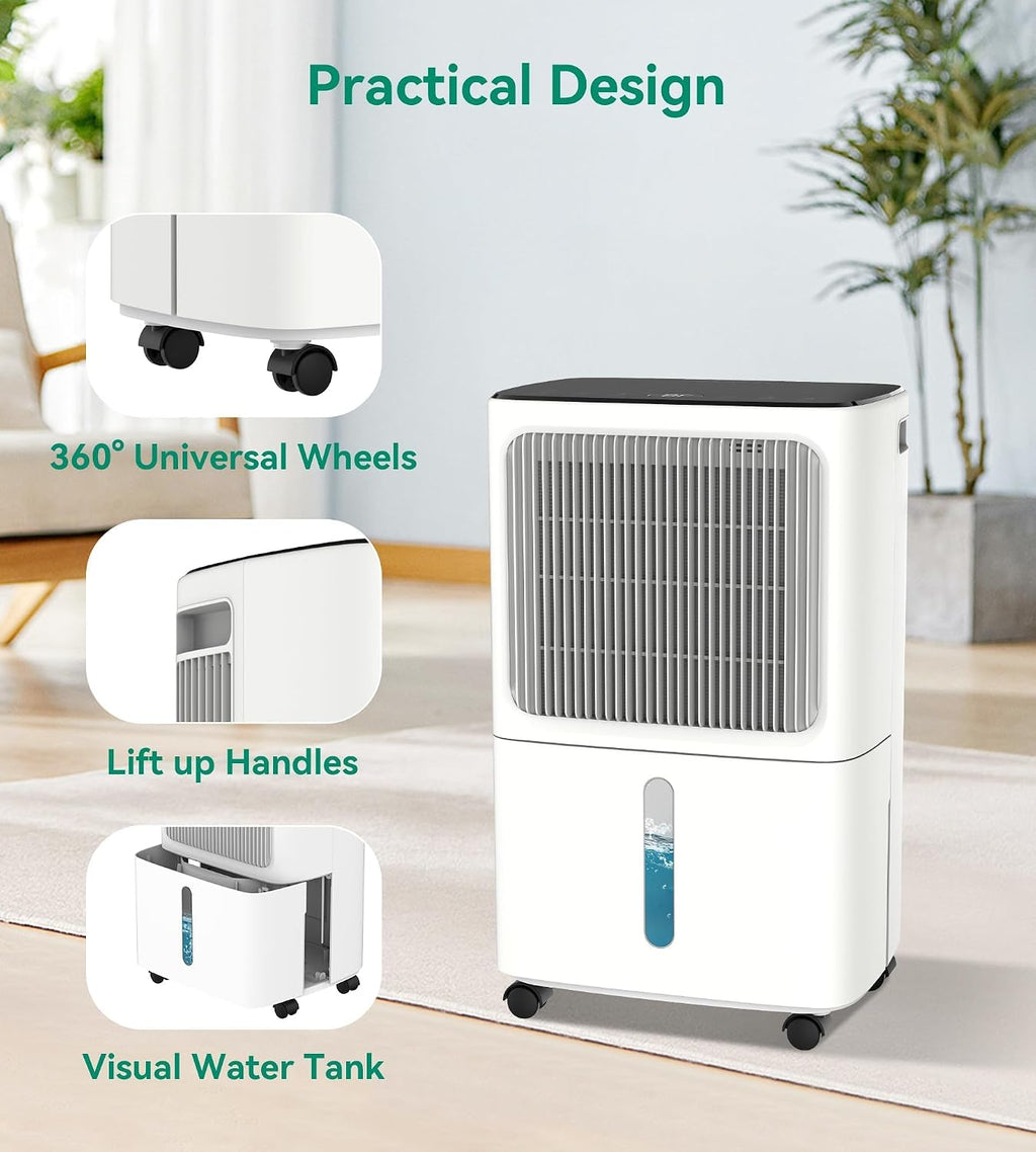 2500 Sq.Ft Dehumidifier for Basement with Drain Hose Max 34 Pints, VEAGASO Dehumidifiers for Home, Large Room, Bathroom, Bedroom, Three Modes, Intelligent Humidity Control, Dry Clothes, 24HR Timer