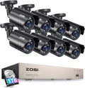 ZOSI 3K Lite 8CH Security Camera System with AI Human/Vehicle Detection, 8pcs 1920TVL 1080p Night Vision Outdoor Indoor Metal Cameras, H.265+ 8Channel DVR with 1TB Hard Drive for Home 24/7 Recording