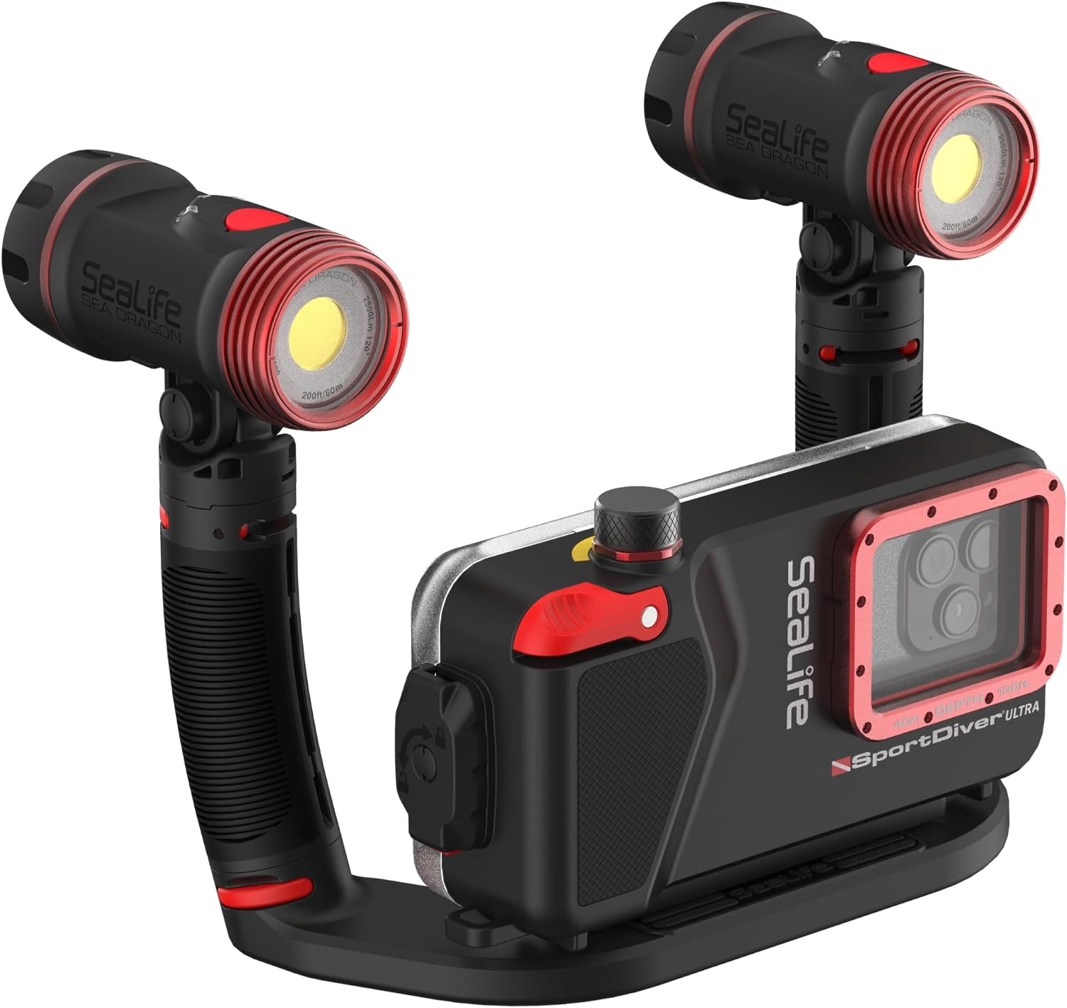 SeaLife SportDiver Ultra Underwater Smartphone Scuba Housing & Dual (2) Sea Dragon 2500 Lumen Lights, Waterproof Photography, Easy Camera Controls, Fits Most Phones