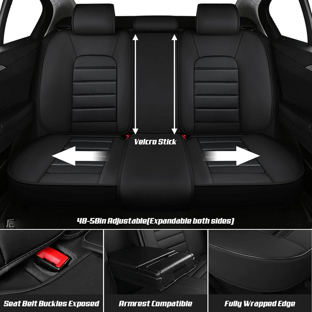 Car Seat Covers for Chevrolet Chevy Avalanche 2007-2013, Leather Auto Seat Cover Luxury Cushions Waterproof Seat Protectors (Black Red,Full Set)