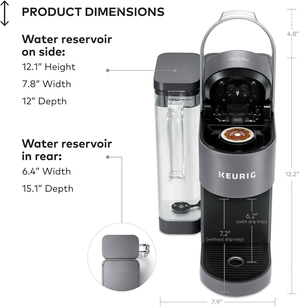 Keurig K-Supreme Single Serve K-Cup Pod Coffee Maker, MultiStream Technology, 4 Brew Sizes, 66oz Dual-Position Removable Reservoir, Gray