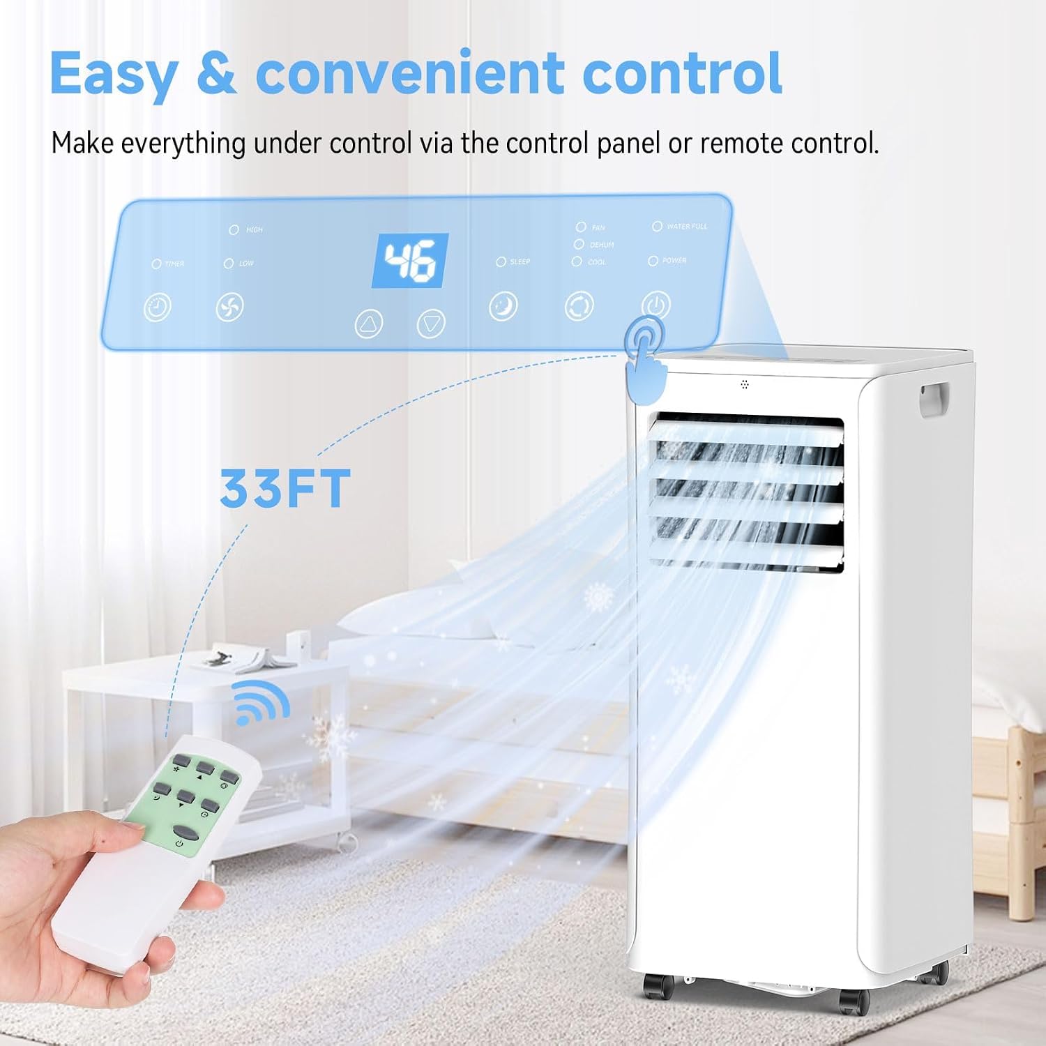 12000 BTU Portable Air Conditioner, 3-in-1 AC Unit with Dehumidifier & Fan Mode, Quiet Operation for Bedroom, Cools up to 550 sq.ft, 24-Hour Timer, Remote & Window Installation Kit Included