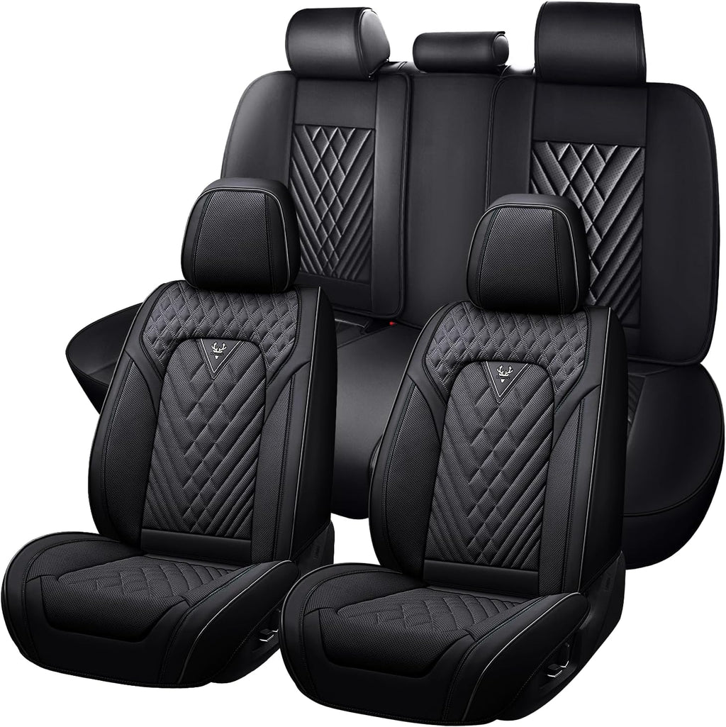 Car Seat Covers for Kia Sportage 2002-2026, Waterproof Nappa Leather Full Set Seat Cover, Anti-Slip and Comfortable Automotive Seat Protector&Accessories(Black)