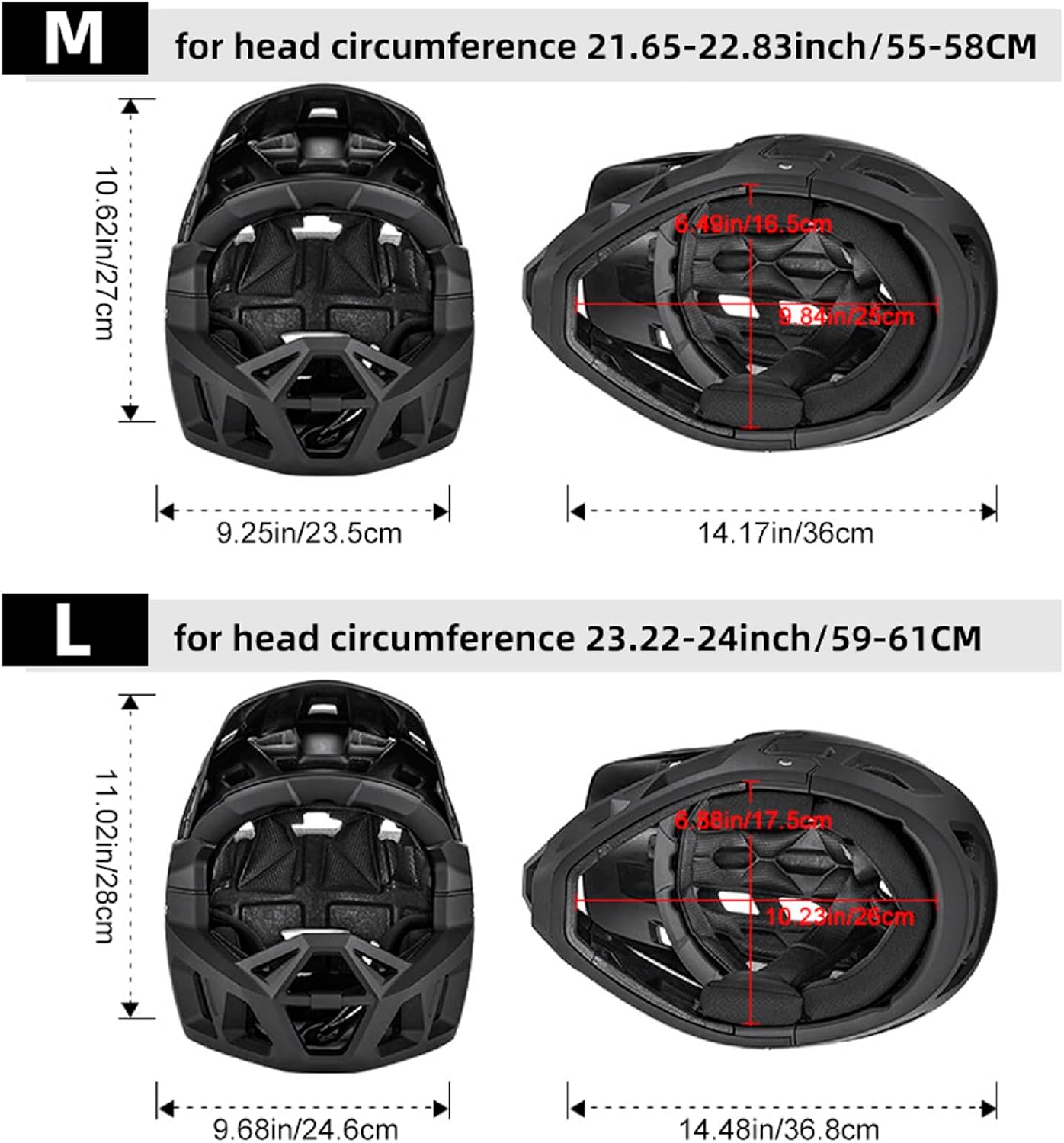 Lixada Adult Bike Helmet, Full Face Mountain Bike Helmet Lightweight Bicycle Helmet with Pads & Visor, Comfort Cycling Helmet Racing Downhill MTB Helmet for Men Women