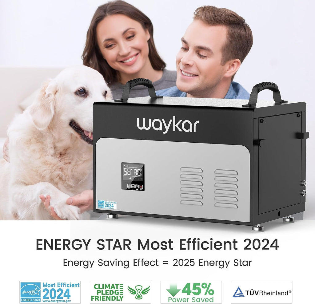 Waykar 130 Pints Energy Star Most Efficient Commercial Dehumidifier with Pump and Drain Hose for Crawl Spaces, Basements, Ducted Industrial Use, and Water Damage Unit - 5-Year Quality Coverage
