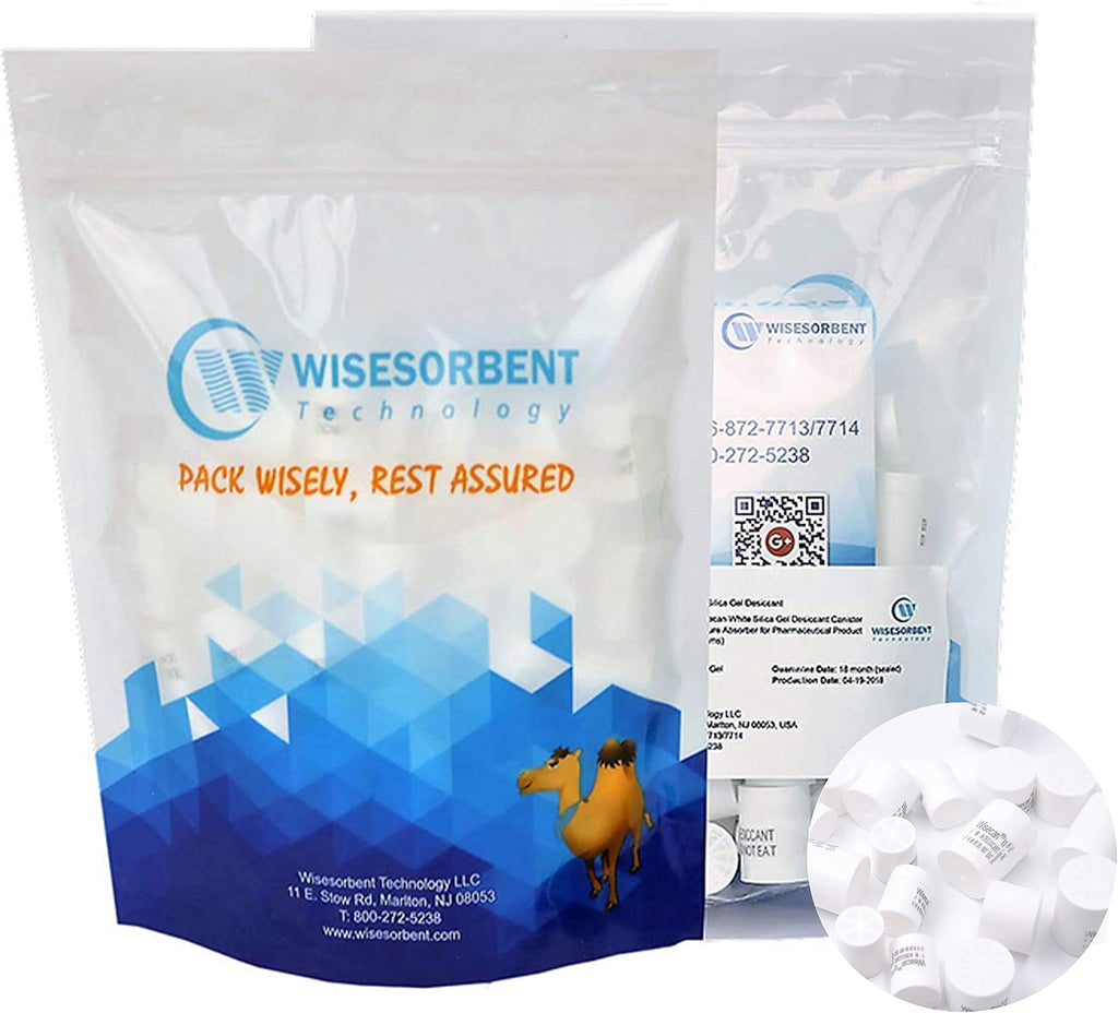 Wisesorb 1 Gram 4000 Pack Silica Gel Canister, Desiccant Canister, Silica Gel Capsules, Desiccant Capsules, Moisture Absorbers for Food Storage, Food Safe Dehumidifiers Wisecan