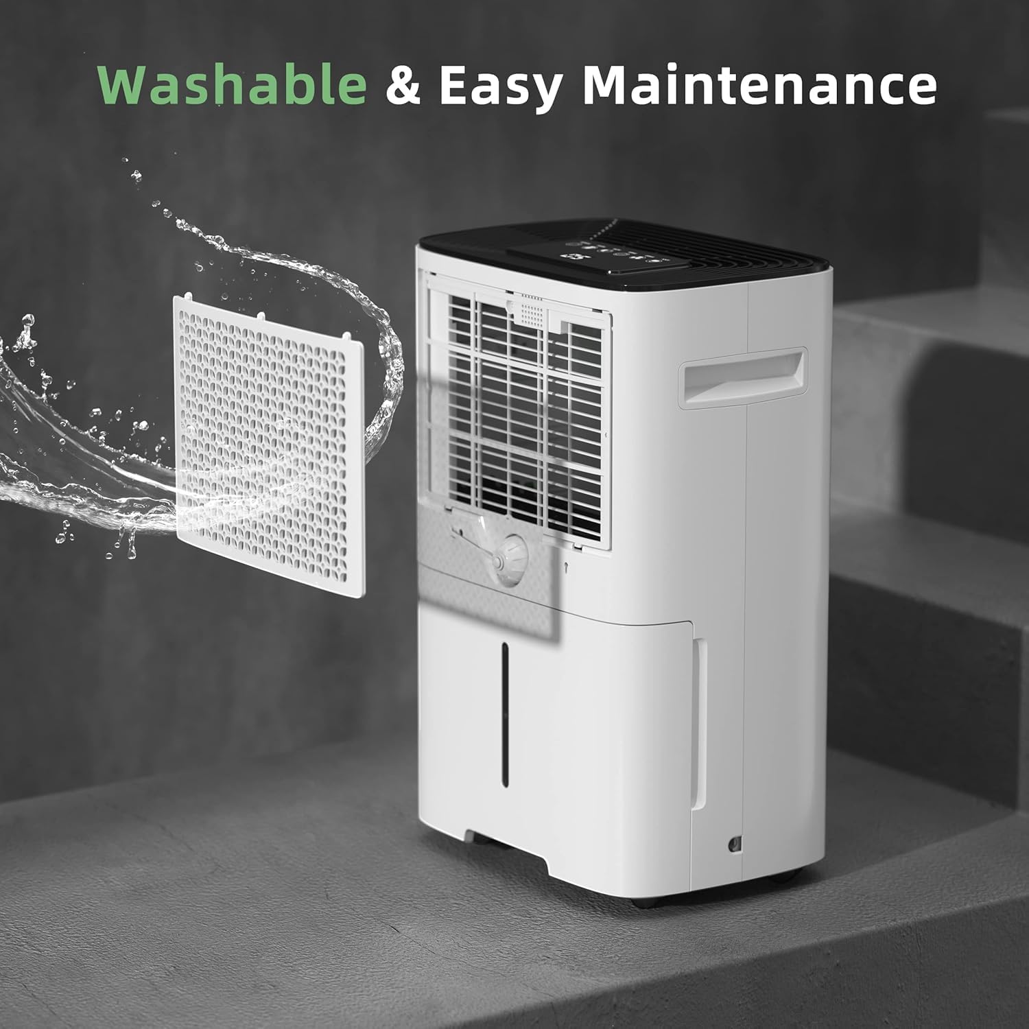 HOGARLABS Smart Dehumidifiers for Home and Basements, with 3 Working Modes, Overflow Protection, Dehumidifier with Drain Hose and Digital Control Panel. (50 Pints for basement)