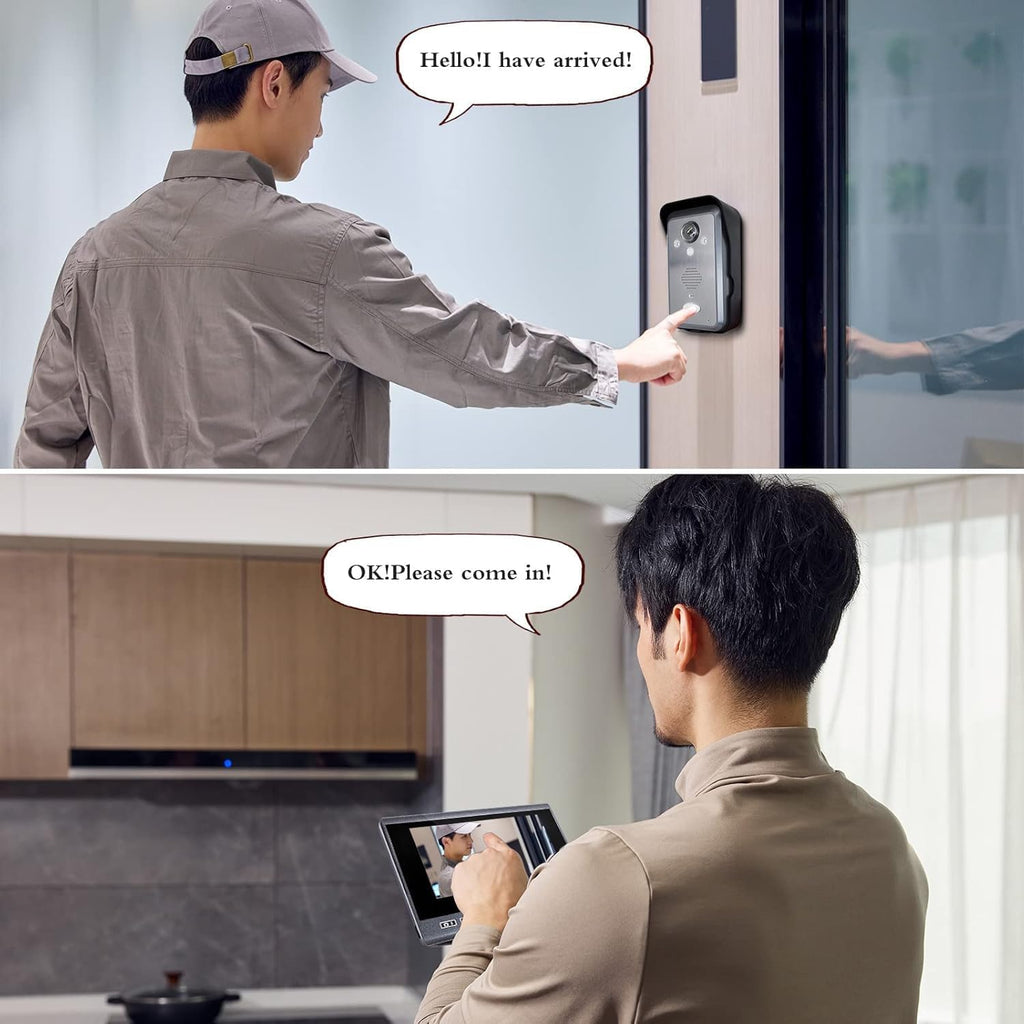 Ring Doorbell Wireless,Doorbell Camera Night Vision 1080P HD Camera,7 Inch TFT Screen Monitor,Support Tamper Alarm & Motion Detection,Long Standby,Visual Intercom Doorbell (1 Doorbell +1Monitor)