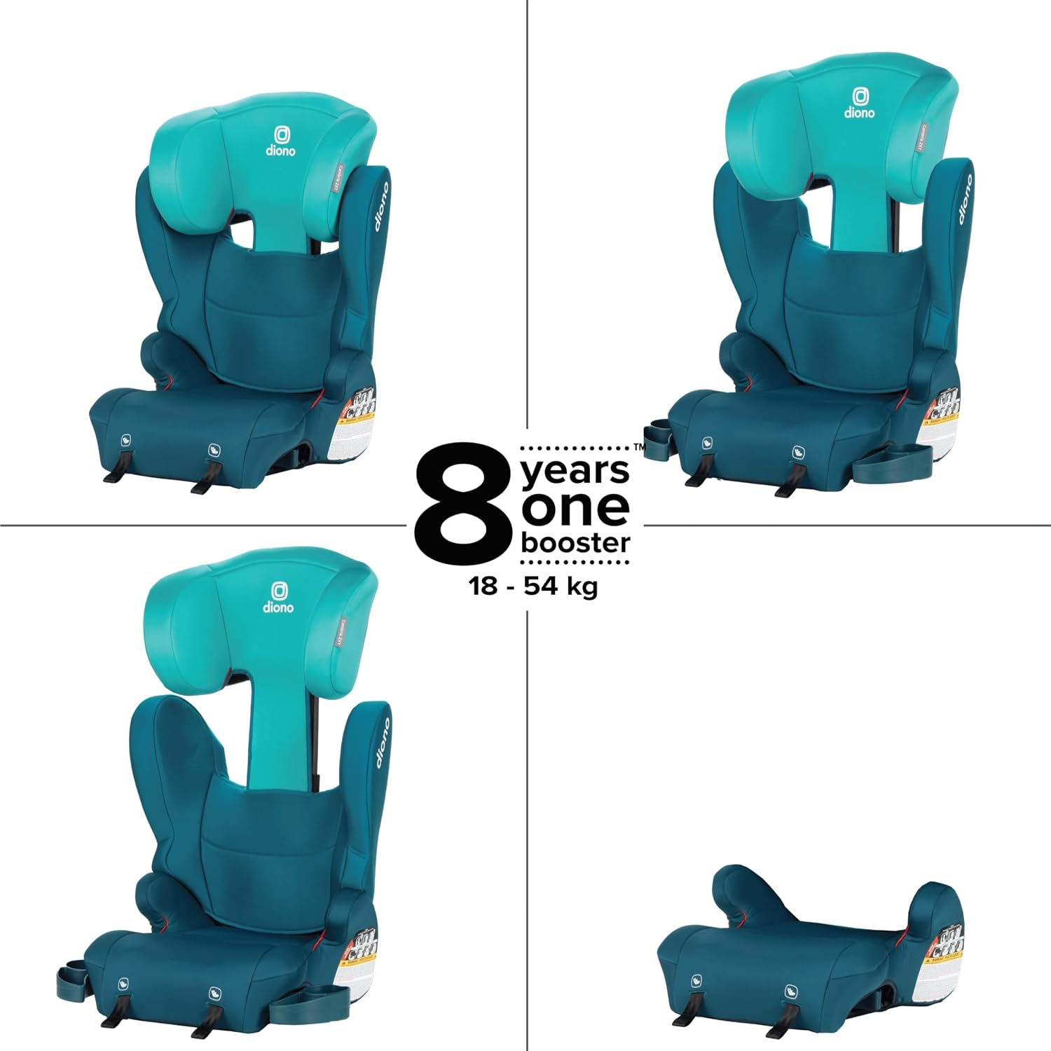 Diono Cambria 2XT XL, Dual Latch Connectors, 2-in-1 Belt Positioning Booster Seat, High-Back to Backless Booster with Space and Room to Grow, 8 Years 1 Booster Seat, Blue Razz Ice
