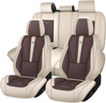Arazi Car Seat Covers Full Set for Toyota Prius 2001-2025, Nappa Leather Seat Cover Full Coverage Waterproof Seat Protector (Beige&Brown,5 Seats Standard)