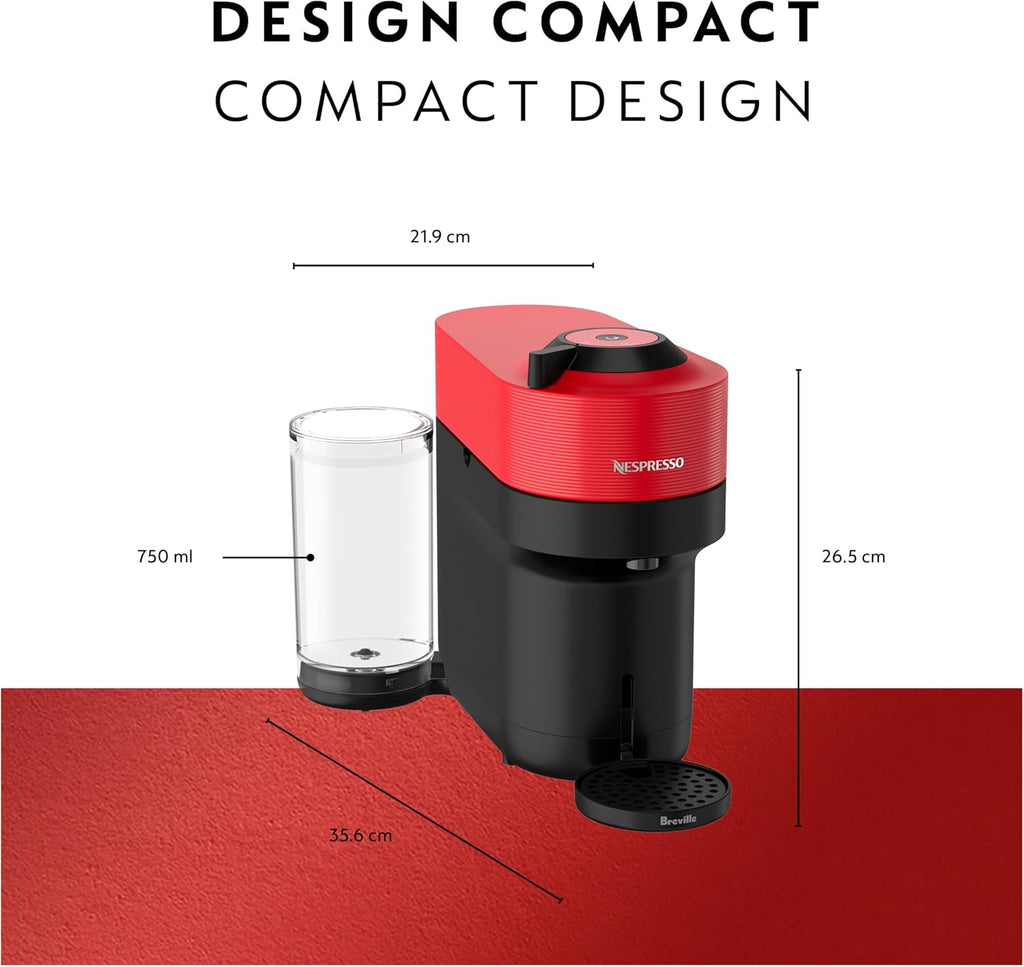 Nespresso Vertuo Pop+ Coffee and Espresso Maker by Breville with Milk Frother, Spicy Red