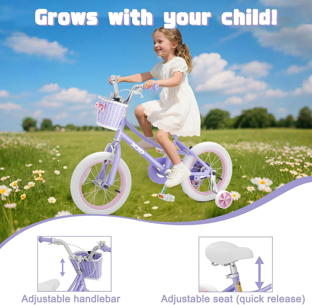 XJD Girls Bike for 2-12 Years Old Kids 12 14 16 20 Inch Toddler Bike,Retro Style Kids Bike with Training Wheels, 20 Inch Girl Bicycle with Kickstand
