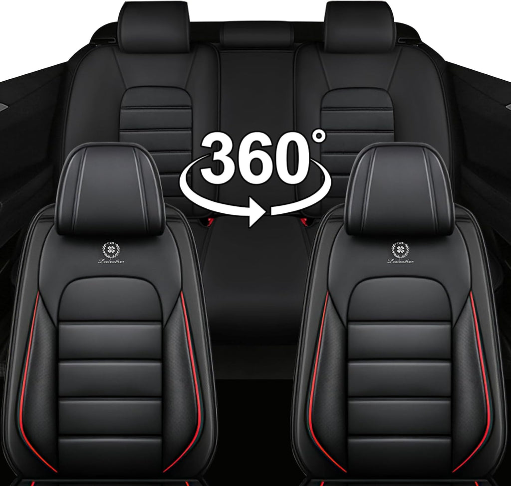Car Seat Covers for Chevrolet Chevy Avalanche 2007-2013, Leather Auto Seat Cover Luxury Cushions Waterproof Seat Protectors (Black Red,Full Set)