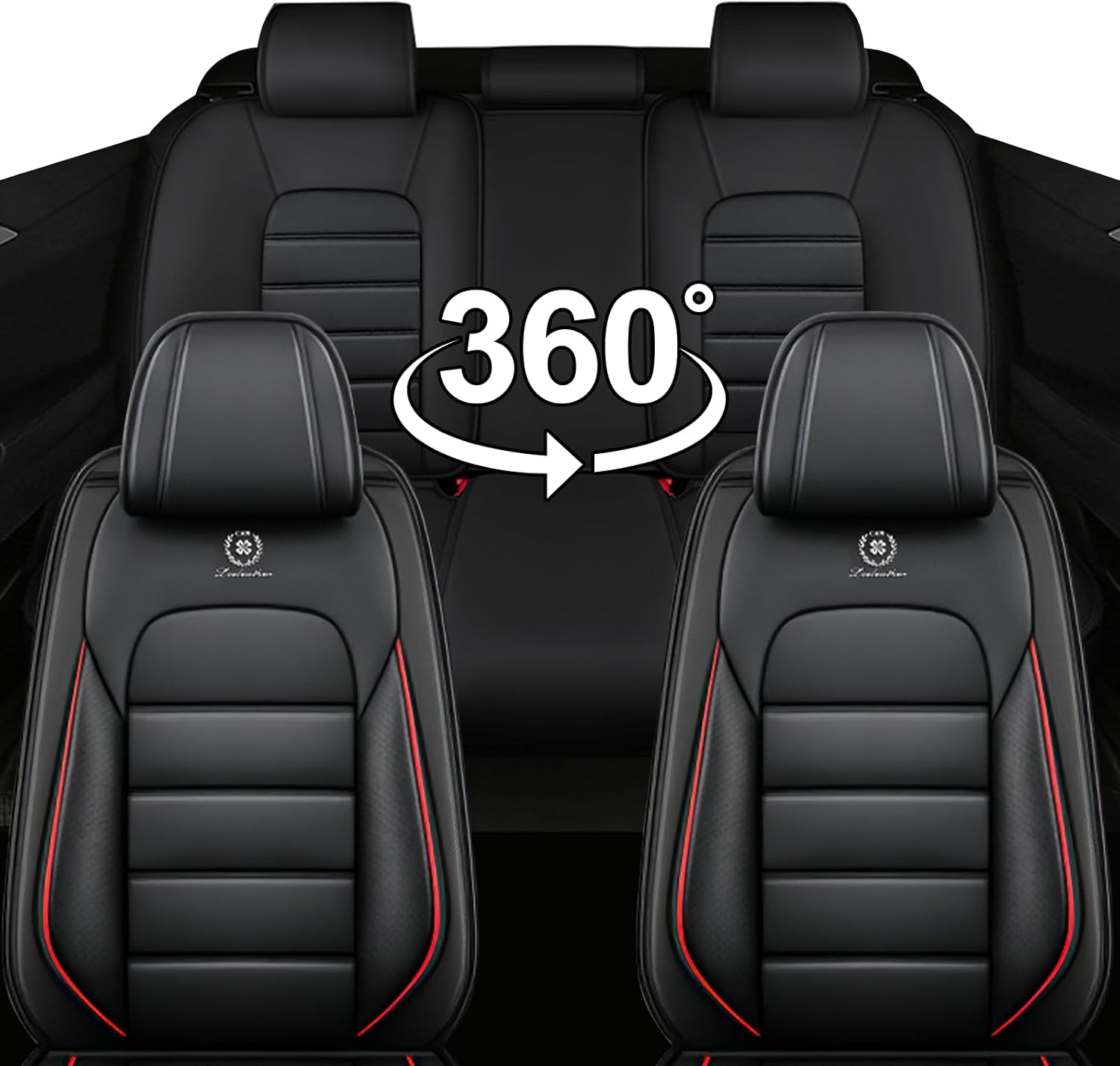 Car Seat Covers for Chevrolet Chevy Avalanche 2007-2013, Leather Auto Seat Cover Luxury Cushions Waterproof Seat Protectors (Black Red,Full Set)