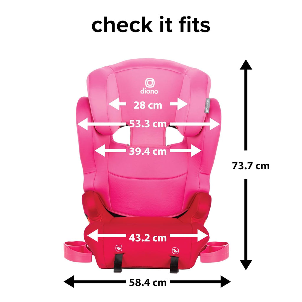 Diono Cambria 2XT XL, Dual Latch Connectors, 2-in-1 Belt Positioning Booster Seat, High-Back to Backless Booster with Space and Room to Grow, 8 Years 1 Booster Seat, Pink Cotton Candy