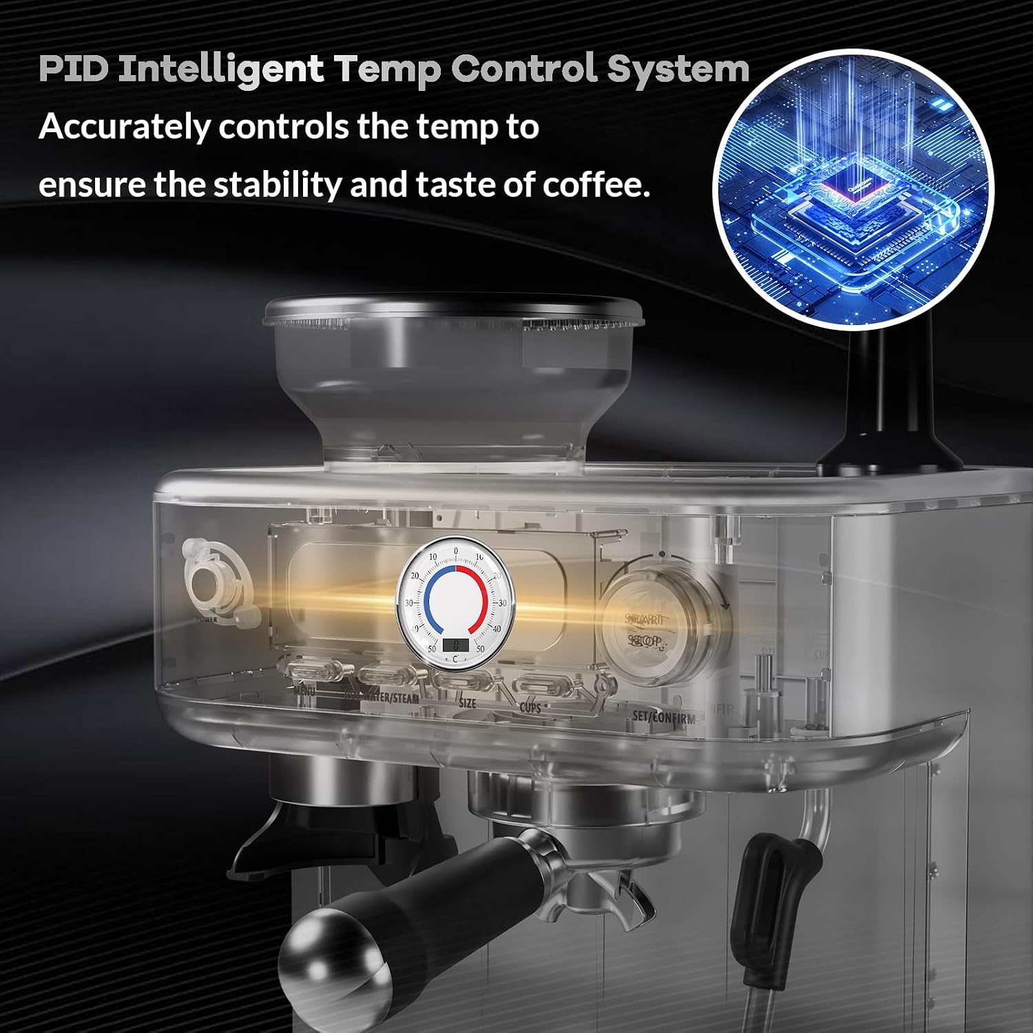Semi-Automatic Espresso Machine, Dual Boiler 20 Bar Coffee Maker With Grinder 30 Size Setting, Expresso Coffee Machines With Steam Wand for Cappuccino Latte, 95 Oz Removable Water Tank