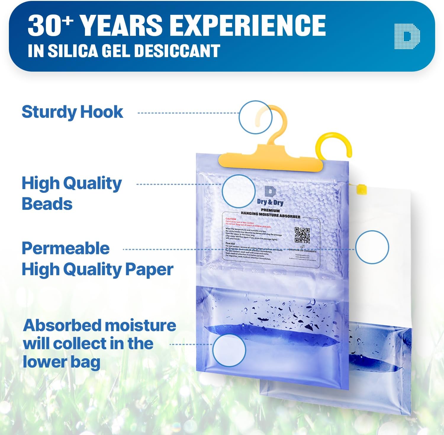 Dry & Dry 88 Pack[7 OZ] Premium Moisture Absorbers Dehumidifiers for Home Dehumidifier for Basement Dehumdifiers for Bedroom Small Dehumidifiers - Dehumidifiers Moisture Absorber, Blue & White