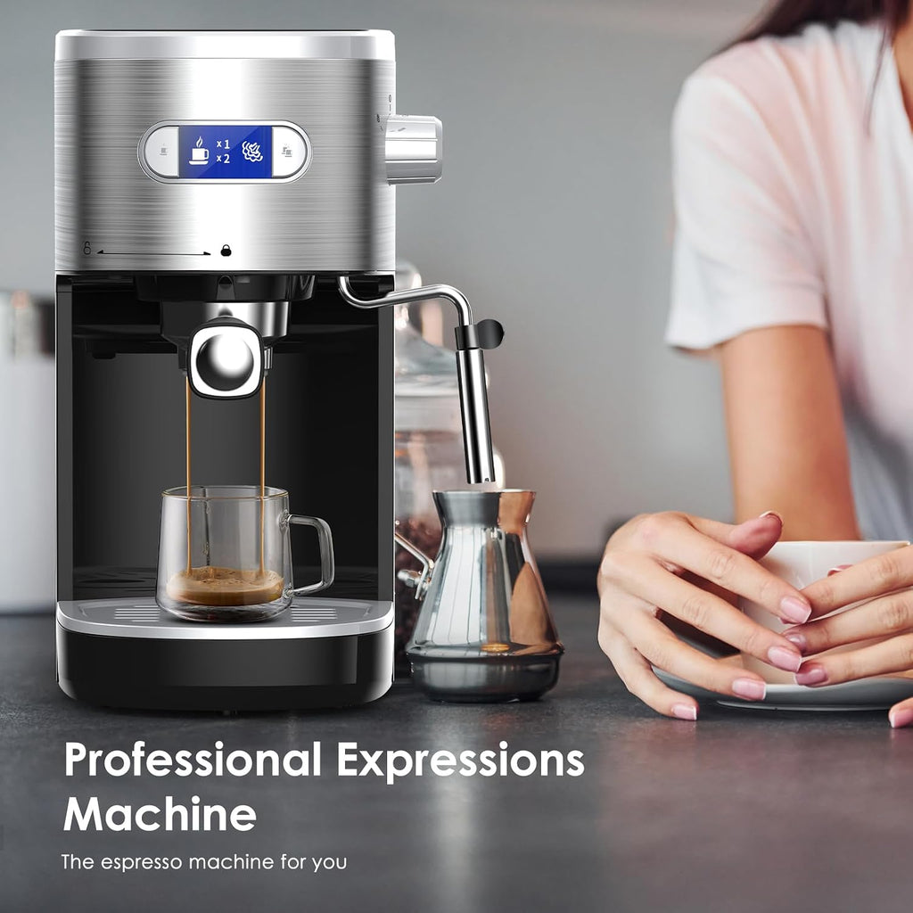COWSAR Commercial Espresso Machine 20 Bar, Compact Espresso Maker with Milk Frother Steam Wand, Expresso Coffee Machines with 45 OZ Removable Water Tank for Cappuccino, Latte, Home