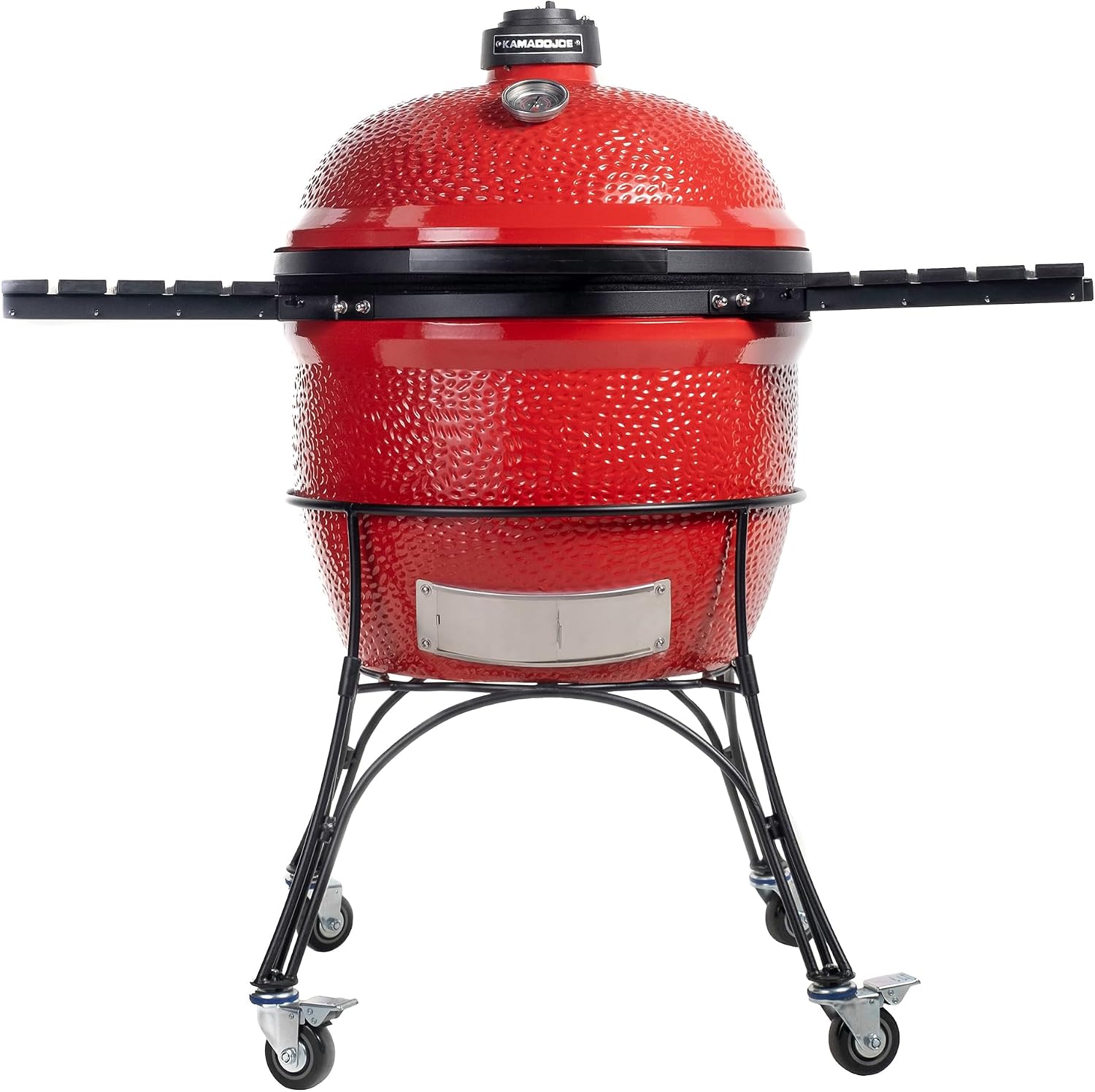 Kamado Joe Big Joe Series I 24-inch Ceramic Charcoal Grill and Smoker with Cart, Side Shelves, Stainless Steel Grates and 450 Cooking Square Inches in Red, Model BJ24Rh