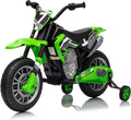 12V Kids Motorcycle w/Treaded Tires, 3.1mph Top Speed Electric Bike for Kids, Training Wheels, Music & Bluetooth, Spring Suspension, Age 3-8 Year Old, Green