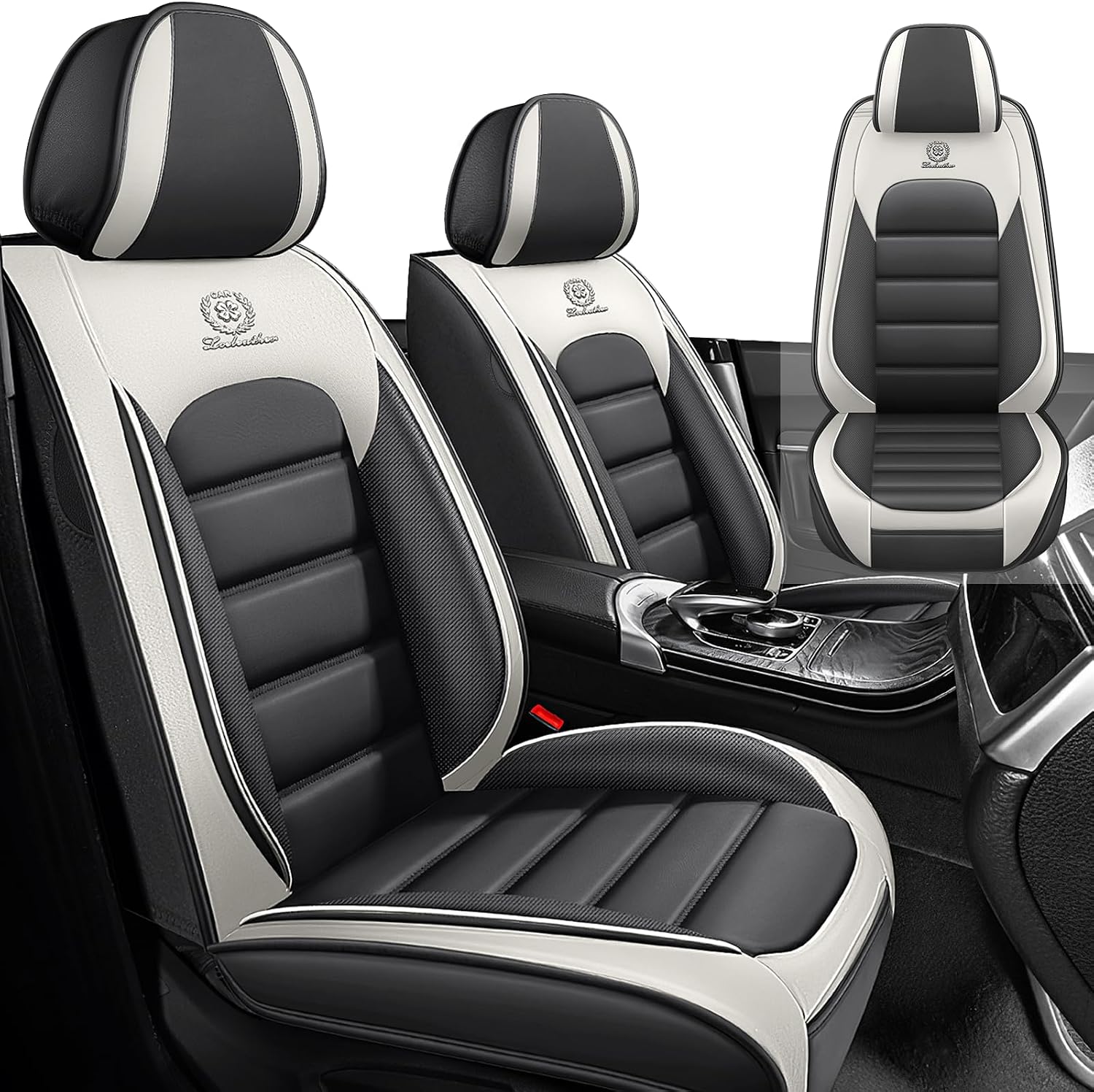 Car Seat Cover Fit for Jeep Wrangler 2000-2025,Compatible Airbag Non-Slip Waterproof Seat Cover,Car Seat Protector Premium Interior (Standard 2 Seats,Gray White)
