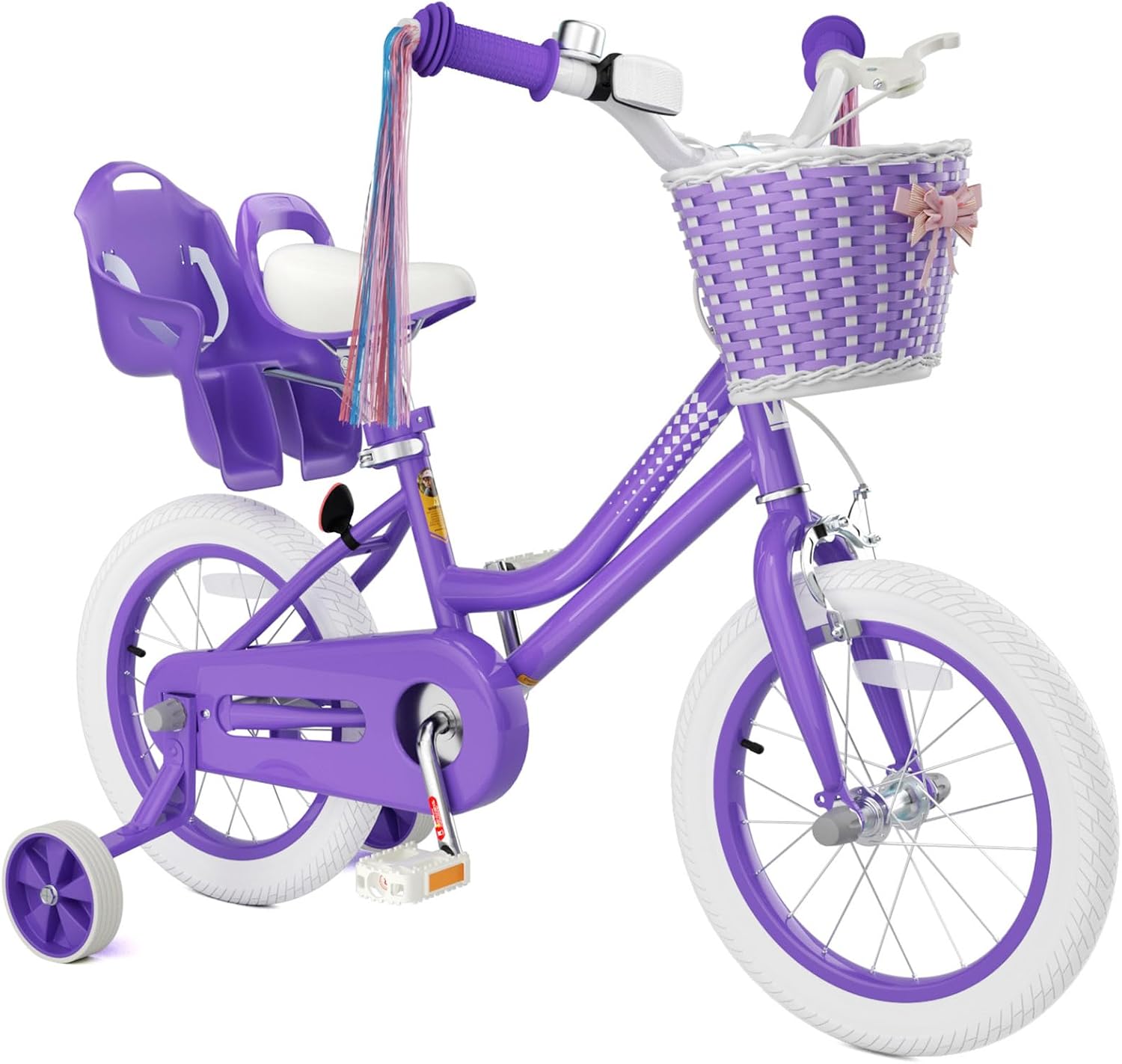 Glaf Toddler Girls Bike 12 14 16 20 Inch Girls Bike with Training Wheels Age 2-12 Years Old Bicycle Kids Bike with Basket and Doll Seat Adjustable Seat