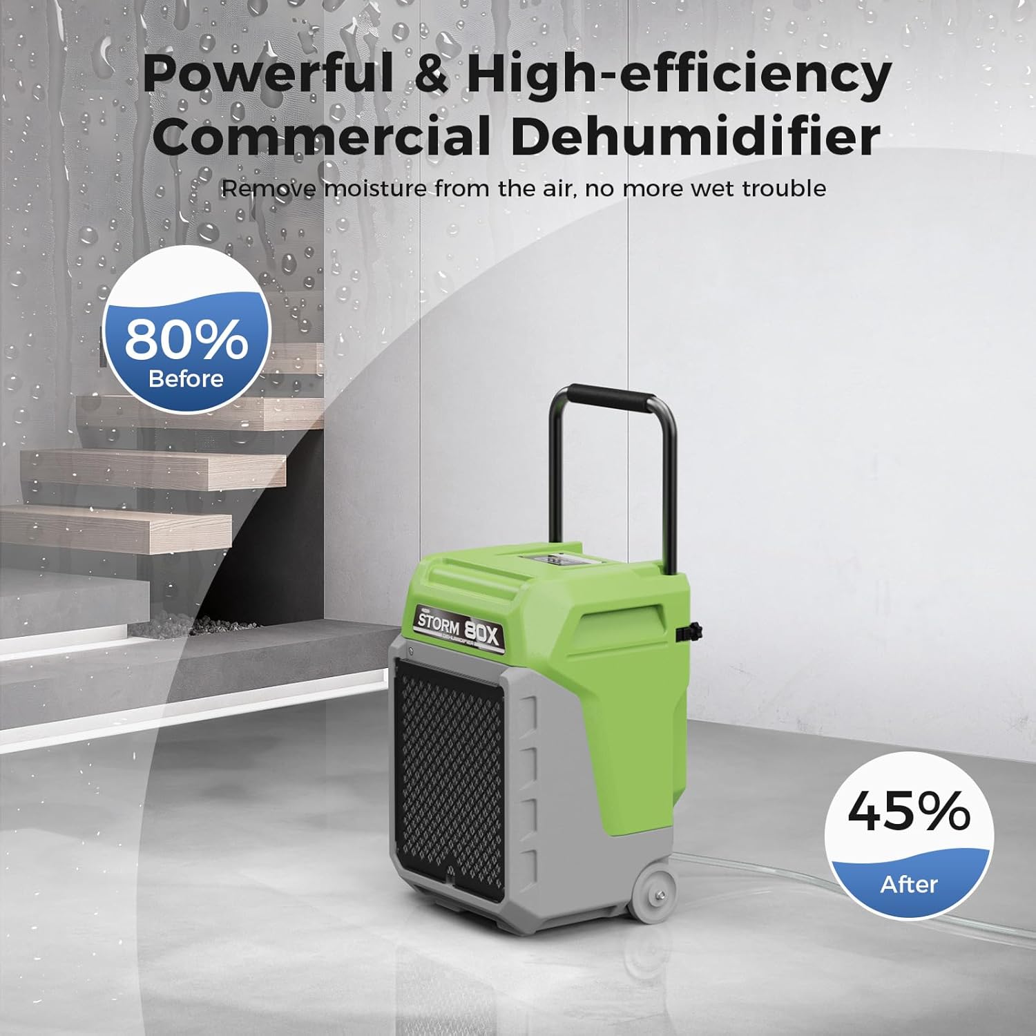 ALORAIR Storm LGR Commercial Dehumidifier with Pump & Drain Hose, Portable Industrial Dehumidifiers with Wheels for Water Damage Restore, Basement, Garage, 5 Years Warranty