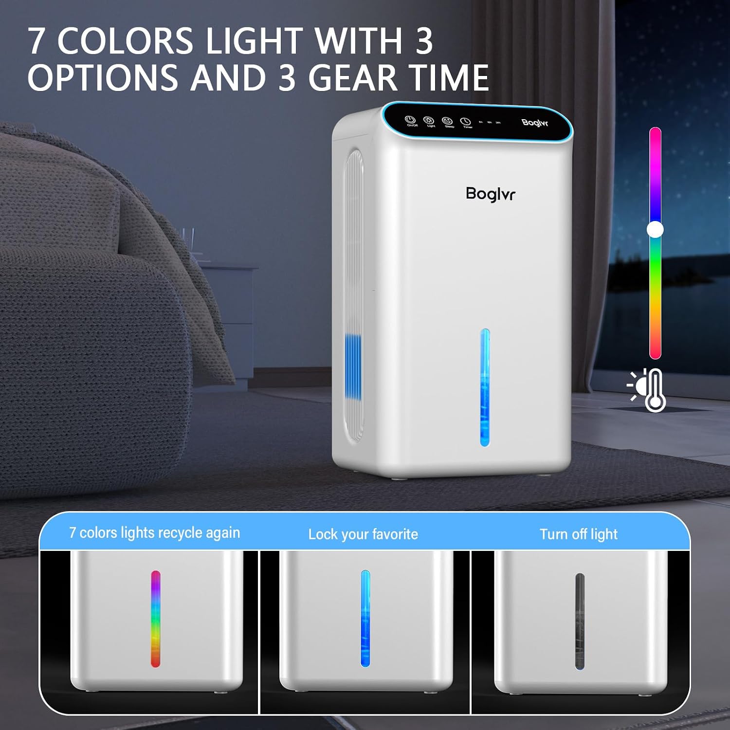 Dehumidifiers, Dehumidifier for Home (85 OZ, 800 sq.ft) Quiet Small Dehumidifier for Bedroom Bathroom Basement with Drain Hose, 3 Gear Timer, Sleep Mode, Auto Shut Off, 7 Color Ambient Light