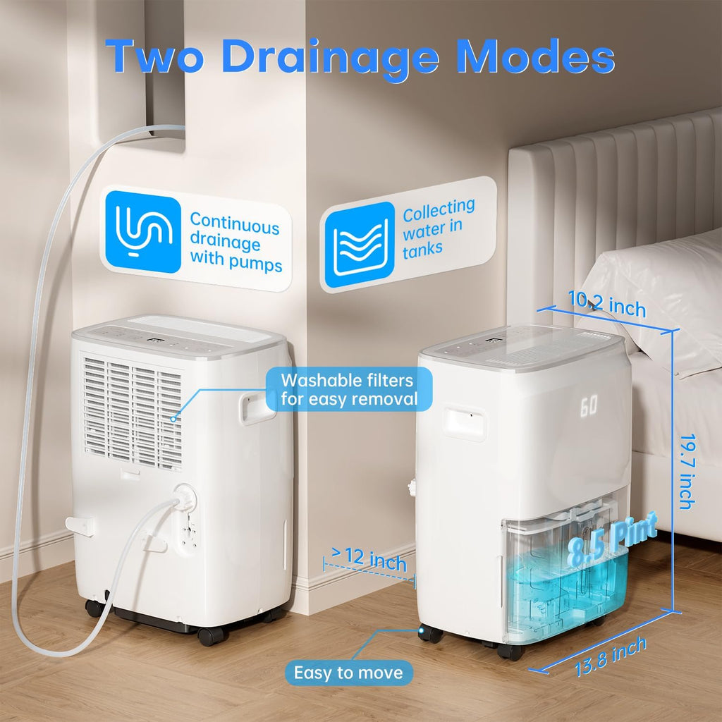 4,500 Sq.Ft Dehumidifier for Basement, Max 80 Pint/Day (Standard 60 Pint/Day) Smart WiFi Dehumidifier with Pump Drain Hose & Auto Humidity Control, Large Dehumidifiers for Home, RV, Bathroom, Bedroom